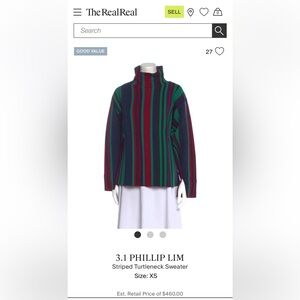 Phillip Lim Jacquard-Stripe Pullover Sweater Turtleneck